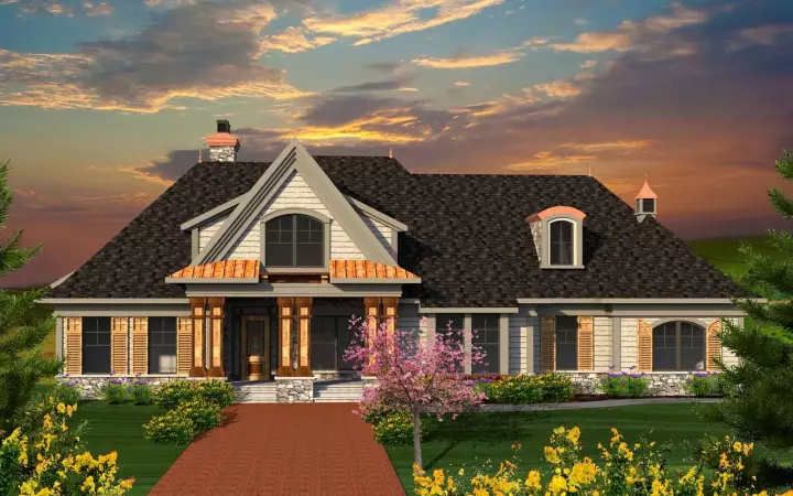 French Country house plans 7-1154 - front exterior, 2,984 sq ft, 3 bed, 3 bath house plans | Monster House Plans