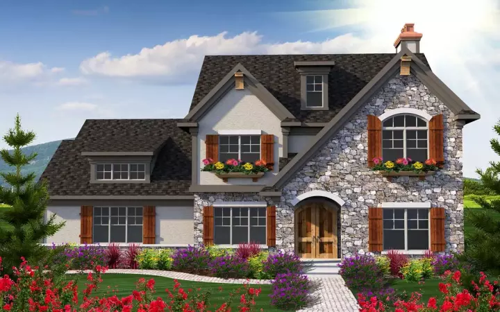 English Country house plans 7-1155 - front exterior, 3,103 sq ft, 5 bed, 4 bath house plans | Monster House Plans