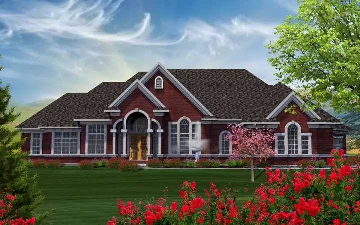 Traditional house plans 7-1157 - front exterior, 3,126 sq ft, 2 bed, 2 bath house plans | Monster House Plans