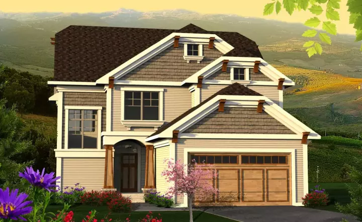 Craftsman house plans 7-1185 - front exterior, 1,844 sq ft, 3 bed, 2 bath house plans | Monster House Plans