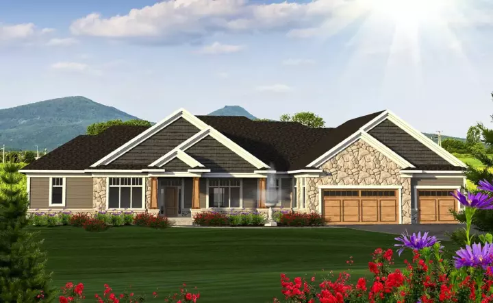 Ranch house plans 7-1205 - front exterior, 3,418 sq ft, 2 bed, 2 bath house plans | Monster House Plans