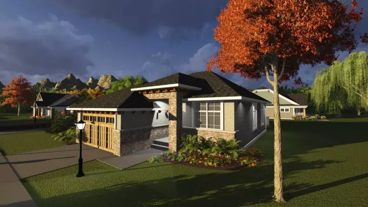 Traditional house plans 7-1208 - front exterior, 1,360 sq ft, 2 bed, 2 bath house plans | Monster House Plans