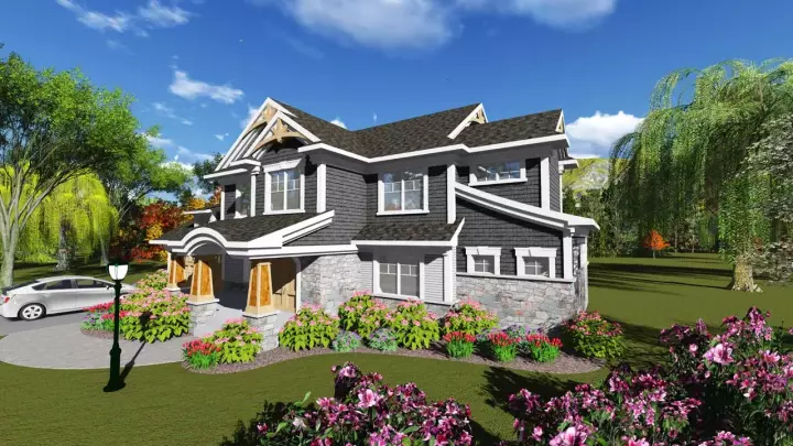 Craftsman house plans 7-1222 - front exterior, 2,486 sq ft, 4 bed, 3 bath house plans | Monster House Plans