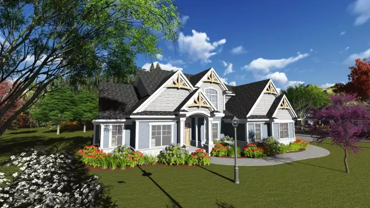 Craftsman house plans 7-1225 - front exterior, 3,004 sq ft, 4 bed, 3 bath house plans | Monster House Plans