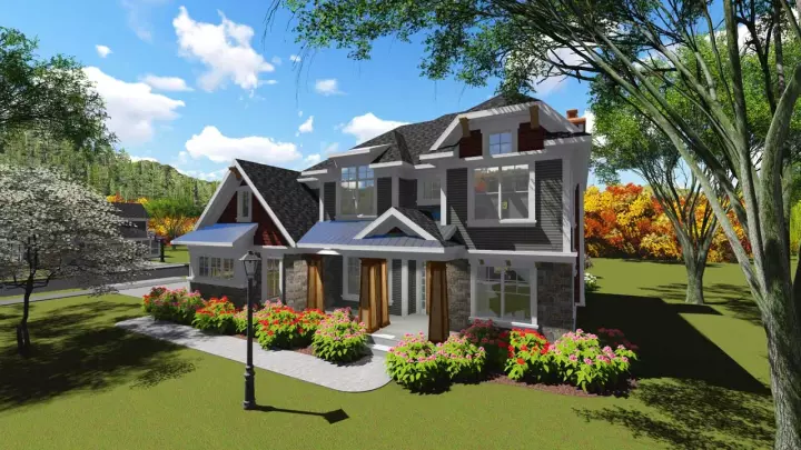 Craftsman house plans 7-1226 - front exterior, 3,450 sq ft, 4 bed, 2 bath house plans | Monster House Plans