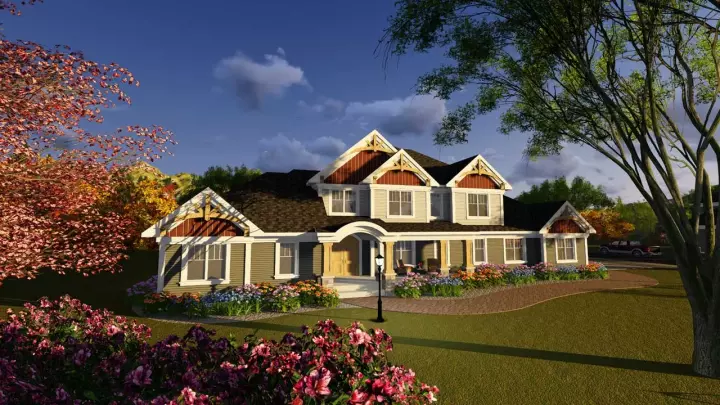 Craftsman house plans 7-1227 - front exterior, 3,561 sq ft, 4 bed, 3 bath house plans | Monster House Plans