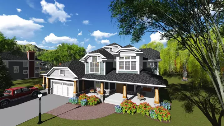 Craftsman house plans 7-1228 - front exterior, 5,157 sq ft, 6 bed, 4 bath house plans | Monster House Plans