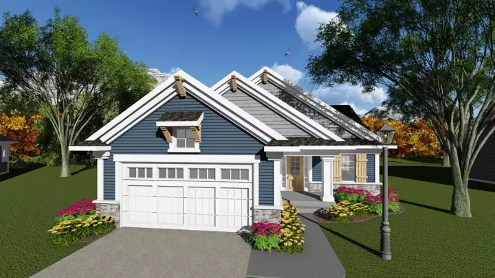 Craftsman house plans 7-1231 - front exterior, 1,170 sq ft, 3 bed, 1 bath house plans | Monster House Plans