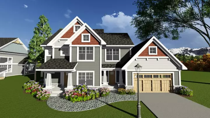 Craftsman house plans 7-1245 - front exterior, 2,163 sq ft, 4 bed, 2 bath house plans | Monster House Plans