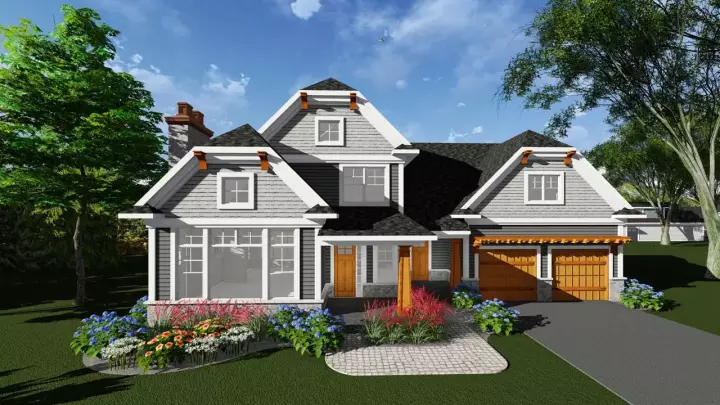 Craftsman house plans 7-1249 - front exterior, 2,442 sq ft, 3 bed, 2 bath house plans | Monster House Plans
