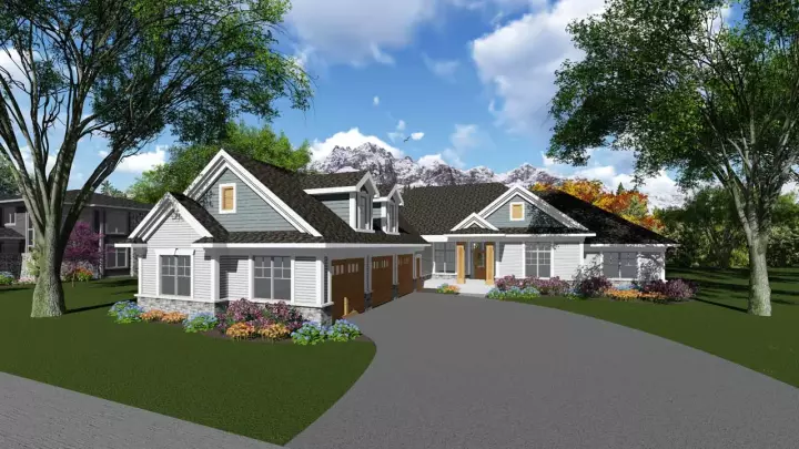 Ranch house plans 7-1255 - front exterior, 2,876 sq ft, 5 bed, 4 bath house plans | Monster House Plans