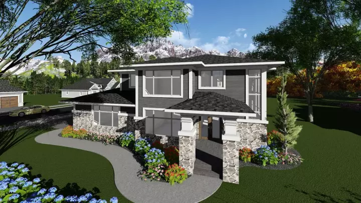 Contemporary house plans 7-1256 - front exterior, 2,943 sq ft, 3 bed, 2 bath house plans | Monster House Plans