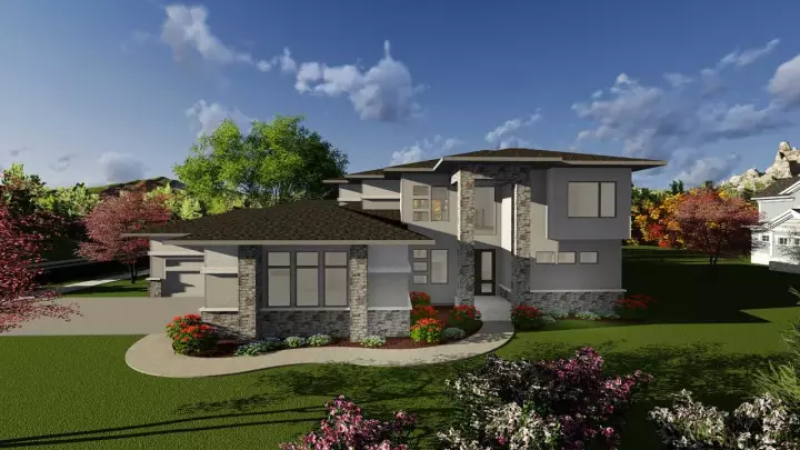 Contemporary house plans 7-1257 - front exterior, 2,950 sq ft, 3 bed, 3 bath house plans | Monster House Plans