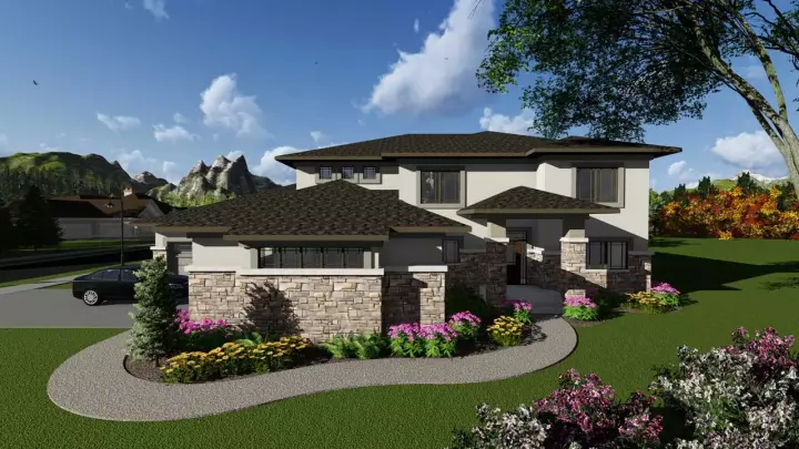 Contemporary house plans 7-1262 - front exterior, 3,790 sq ft, 5 bed, 4 bath house plans | Monster House Plans