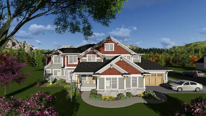 Craftsman house plans 7-1263 - front exterior, 3,851 sq ft, 4 bed, 3 bath house plans | Monster House Plans