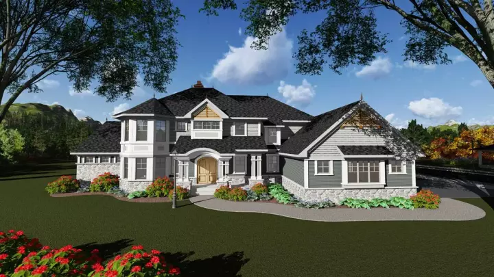 Craftsman house plans 7-1267 - front exterior, 4,431 sq ft, 5 bed, 5 bath house plans | Monster House Plans