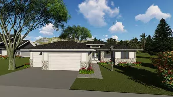 Contemporary house plans 7-1278 - front exterior, 1,959 sq ft, 2 bed, 2 bath house plans | Monster House Plans
