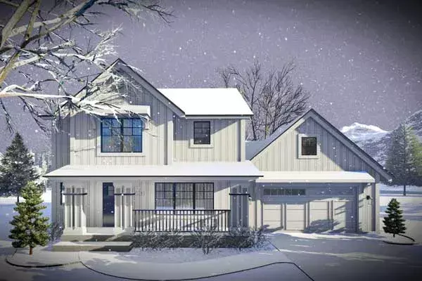 Modern Farmhouse house plans 7-1301 - front exterior, 1,484 sq ft, 3 bed, 2 bath house plans | Monster House Plans