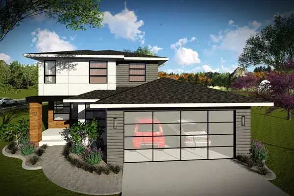 Modern house plans 7-1304 - front exterior, 1,601 sq ft, 3 bed, 2 bath house plans | Monster House Plans