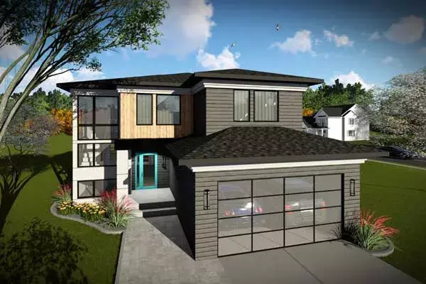 Modern house plans 7-1313 - front exterior, 2,309 sq ft, 4 bed, 2 bath house plans | Monster House Plans