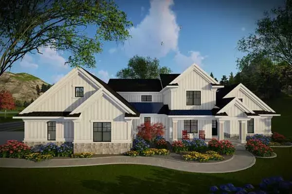 Modern Farmhouse house plans 7-1317 - front exterior, 3,205 sq ft, 4 bed, 4 bath house plans | Monster House Plans