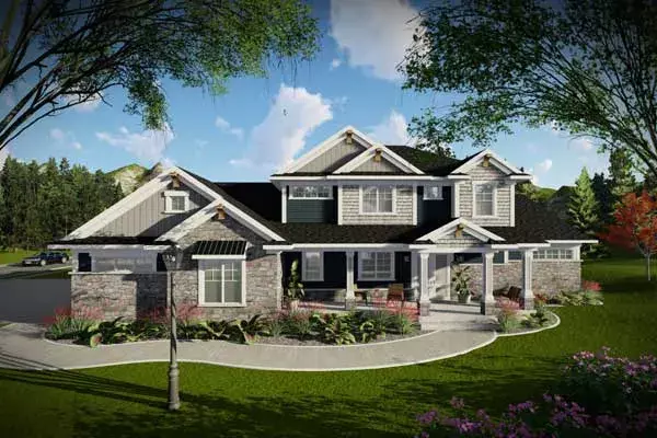 Craftsman house plans 7-1318 - front exterior, 3,485 sq ft, 4 bed, 3 bath house plans | Monster House Plans