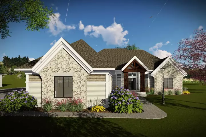 Craftsman house plans 7-1340 - front exterior, 2,510 sq ft, 3 bed, 2 bath house plans | Monster House Plans