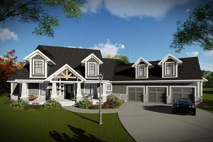 Craftsman house plans 7-1343 - front exterior, 3,792 sq ft, 4 bed, 3 bath house plans | Monster House Plans