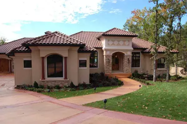 Tuscan house plans 7-1349 - front exterior, 5,831 sq ft, 5 bed, 5 bath house plans | Monster House Plans