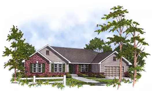 Ranch house plans 7-150 - front exterior, 1,746 sq ft, 3 bed, 2 bath house plans | Monster House Plans