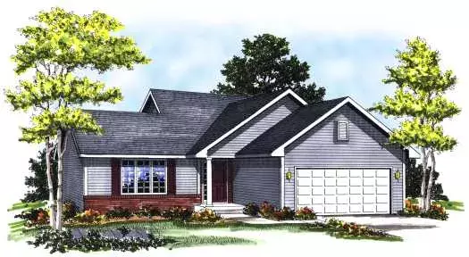 Ranch house plans 7-154 - front exterior, 1,364 sq ft, 3 bed, 2 bath house plans | Monster House Plans