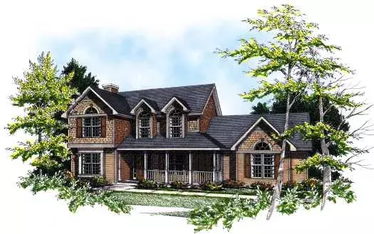 Farmhouse house plans 7-159 - front exterior, 1,986 sq ft, 3 bed, 2 bath house plans | Monster House Plans