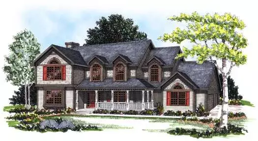 Country house plans 7-160 - front exterior, 2,236 sq ft, 4 bed, 2 bath house plans | Monster House Plans