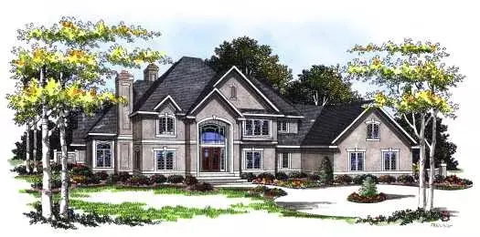 European house plans 7-162 - front exterior, 5,185 sq ft, 4 bed, 4 bath house plans | Monster House Plans