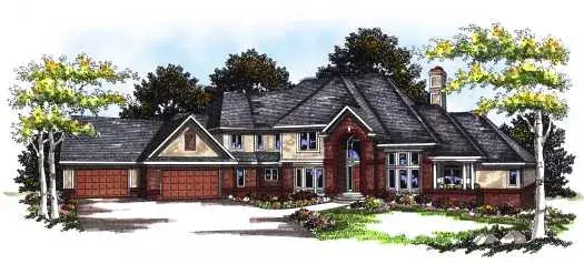 Traditional house plans 7-163 - front exterior, 6,322 sq ft, 4 bed, 4 bath house plans | Monster House Plans