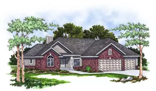 Ranch house plans 7-200 - front exterior, 1,769 sq ft, 3 bed, 2 bath house plans | Monster House Plans