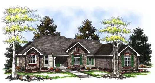 Ranch house plans 7-213 - front exterior, 3,512 sq ft, 3 bed, 3 bath house plans | Monster House Plans