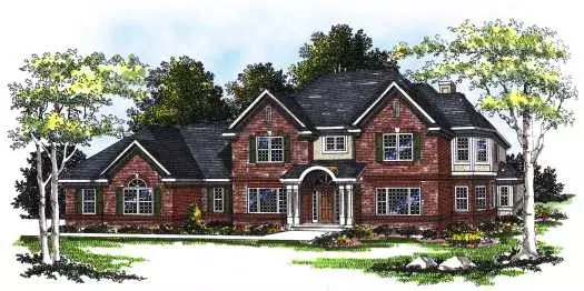 European house plans 7-222 - front exterior, 3,470 sq ft, 4 bed, 3 bath house plans | Monster House Plans