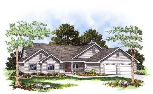 Ranch house plans 7-228 - front exterior, 1,802 sq ft, 3 bed, 2 bath house plans | Monster House Plans