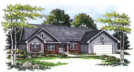 Ranch house plans 7-229 - front exterior, 1,750 sq ft, 3 bed, 2 bath house plans | Monster House Plans