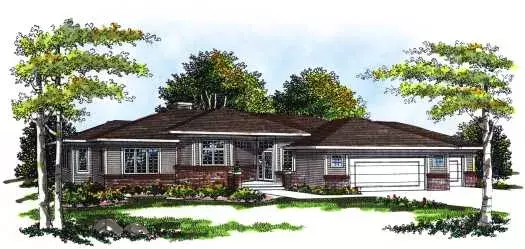 Ranch house plans 7-244 - front exterior, 1,947 sq ft, 3 bed, 2 bath house plans | Monster House Plans