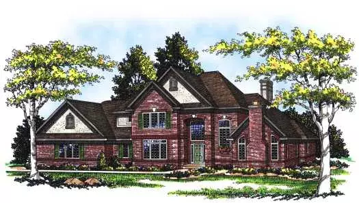 European house plans 7-260 - front exterior, 3,093 sq ft, 4 bed, 3 bath house plans | Monster House Plans