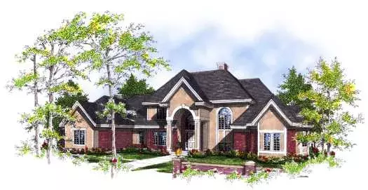 European house plans 7-286 - front exterior, 3,600 sq ft, 4 bed, 3 bath house plans | Monster House Plans