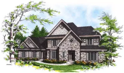 European house plans 7-299 - front exterior, 2,637 sq ft, 4 bed, 3 bath house plans | Monster House Plans