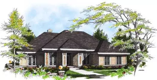 Prairie house plans 7-301 - front exterior, 2,125 sq ft, 3 bed, 2 bath house plans | Monster House Plans
