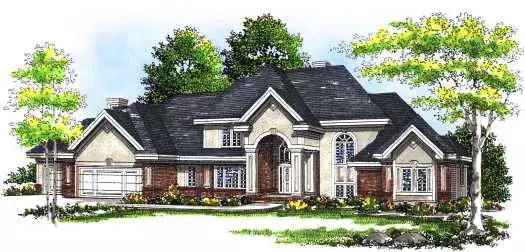 European house plans 7-312 - front exterior, 3,667 sq ft, 4 bed, 3 bath house plans | Monster House Plans