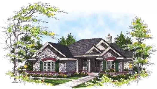 Country house plans 7-321 - front exterior, 1,912 sq ft, 3 bed, 2 bath house plans | Monster House Plans