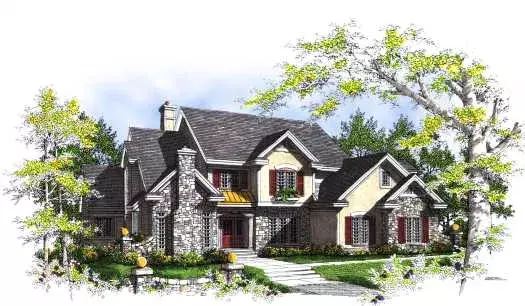 English Country house plans 7-325 - front exterior, 3,794 sq ft, 4 bed, 3 bath house plans | Monster House Plans