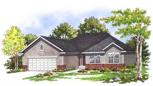 Traditional house plans 7-343 - front exterior, 1,557 sq ft, 3 bed, 2 bath house plans | Monster House Plans