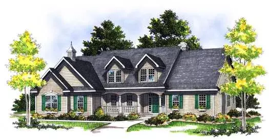 Country house plans 7-351 - front exterior, 2,520 sq ft, 3 bed, 2 bath house plans | Monster House Plans